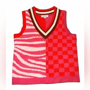 THML | Hot Pink & Orange Zebra + Checker Knit Sweater Vest